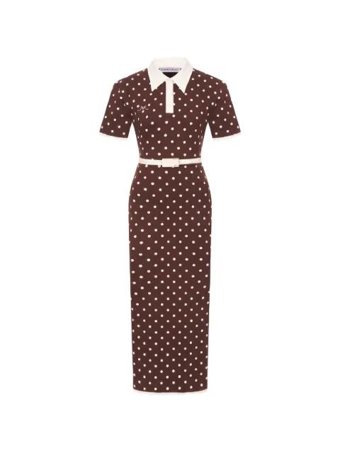 polka-dot belted dress by ROWEN ROSE