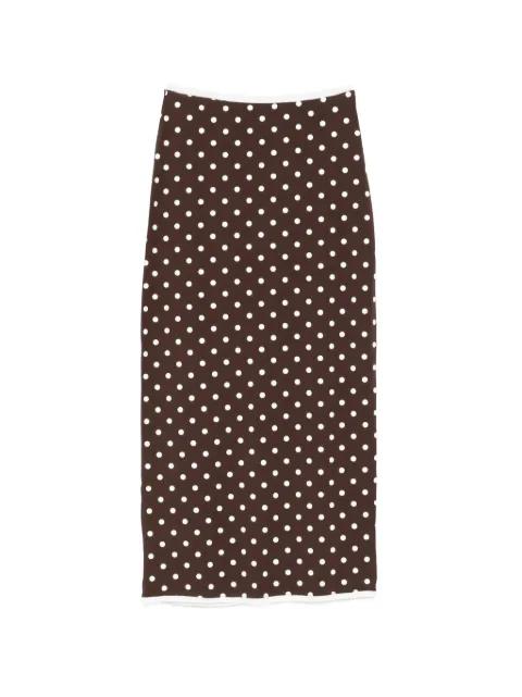 polka dot-pattern slit midi skirt by ROWEN ROSE