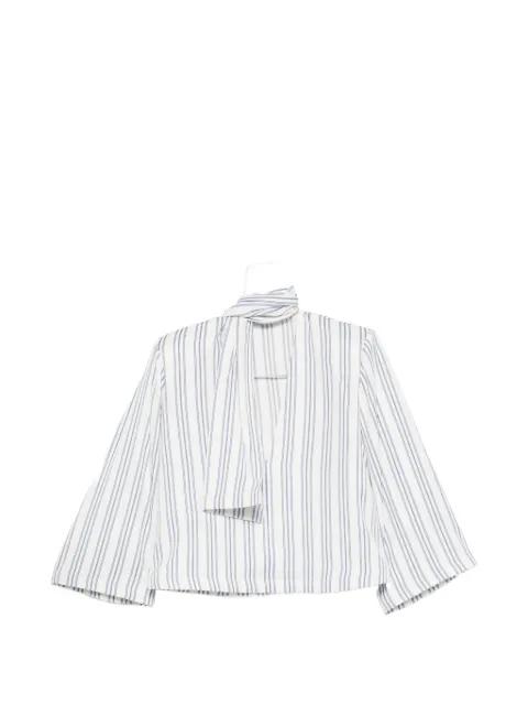scarf-detail striped shirt by ROWEN ROSE