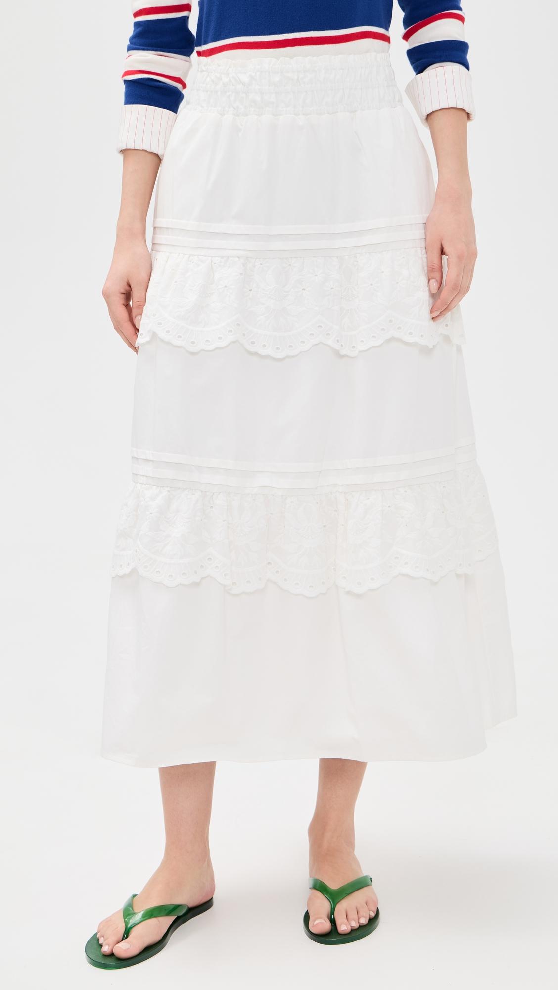Eyelet Tiered Skirt by ROWING BLAZERS