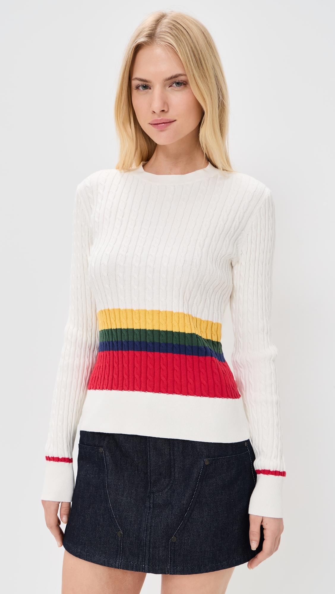 Primary Stripe Cable Knit Pullover by ROWING BLAZERS