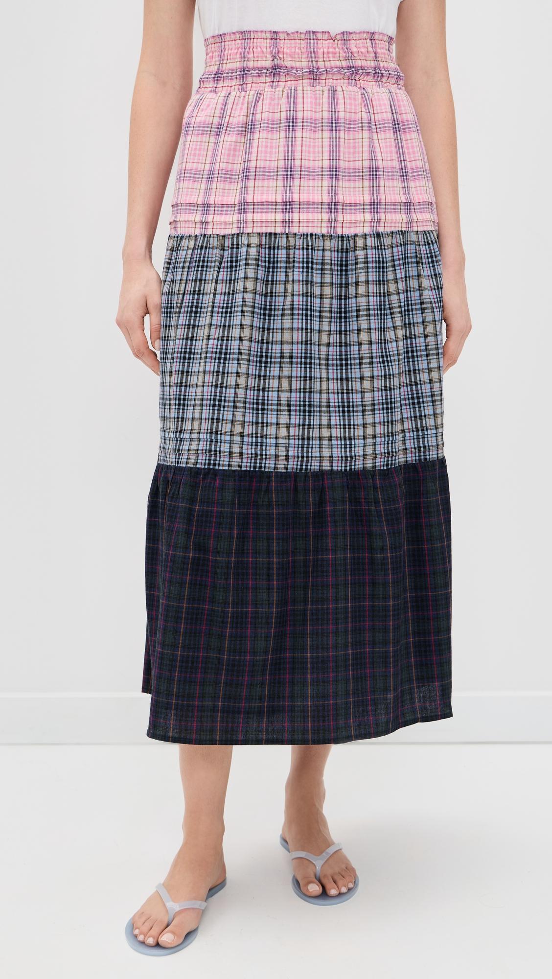 Tiered Plaid Skirt by ROWING BLAZERS