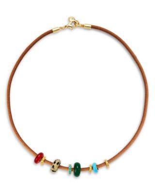 Leather Stone Slider Necklace by ROXANNE ASSOULIN