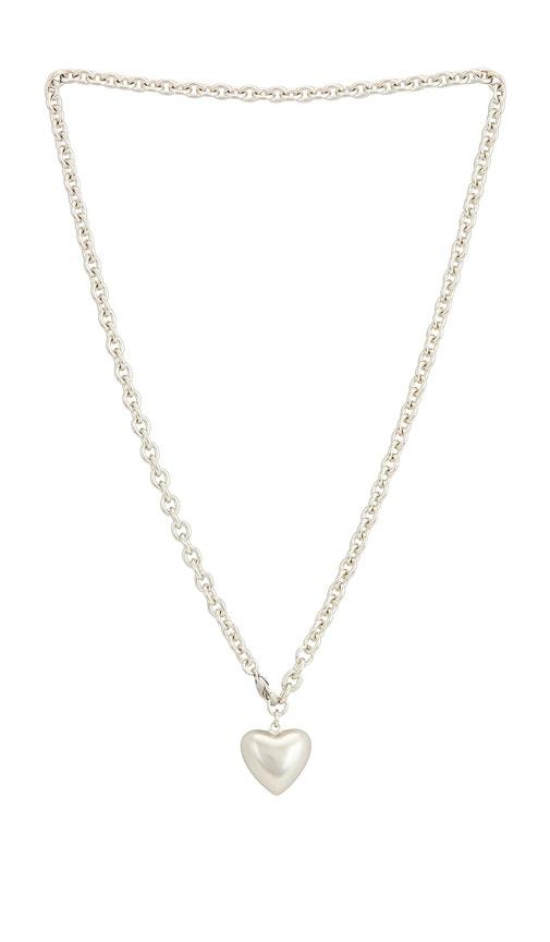 Roxanne Assoulin Mini Puffy Heart Necklace in Metallic Silver by ROXANNE ASSOULIN