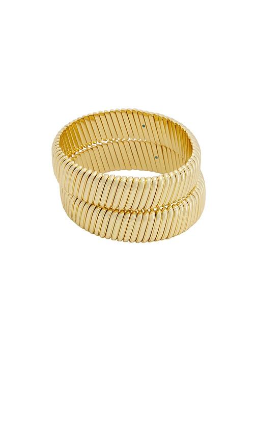 Roxanne Assoulin Rolling Bracelet Set Of 2 in Metallic Gold by ROXANNE ASSOULIN