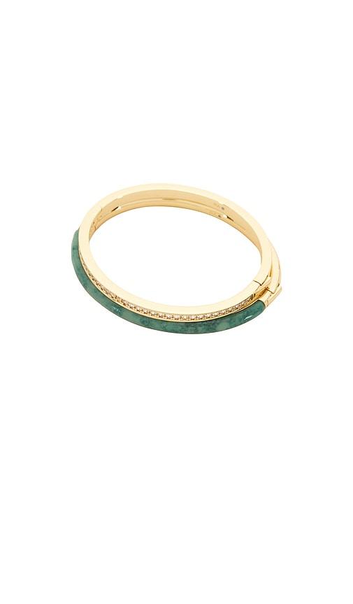 Roxanne Assoulin Semi Stone Channel Set Hinged Cuff Set Of 2 in Green, Metallic Gold by ROXANNE ASSOULIN