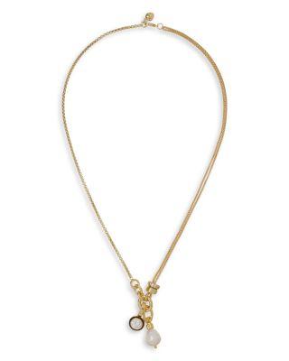 The Double Drop Cubic Pendant Necklace by ROXANNE ASSOULIN