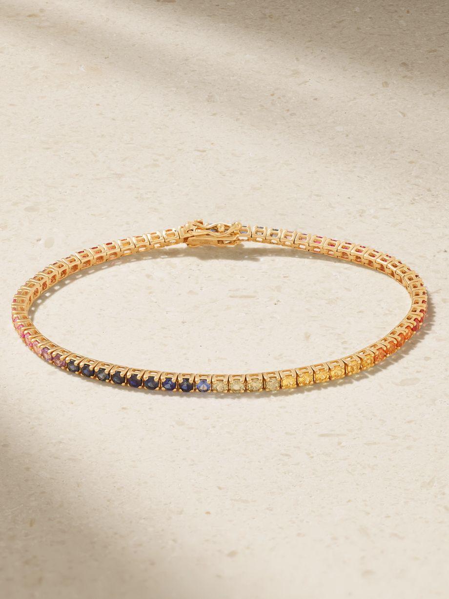 14-karat gold sapphire tennis bracelet by ROXANNE FIRST