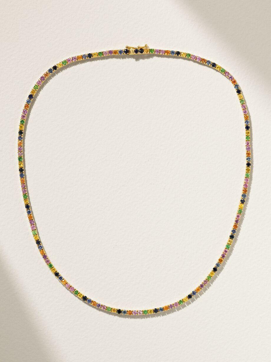 14-karat gold sapphire tennis necklace by ROXANNE FIRST