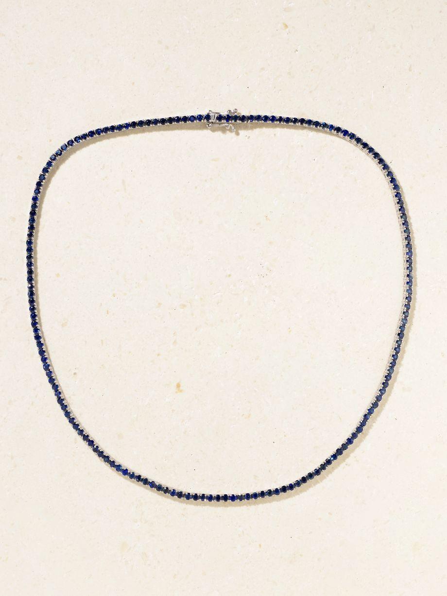 14-karat white gold sapphire tennis necklace by ROXANNE FIRST