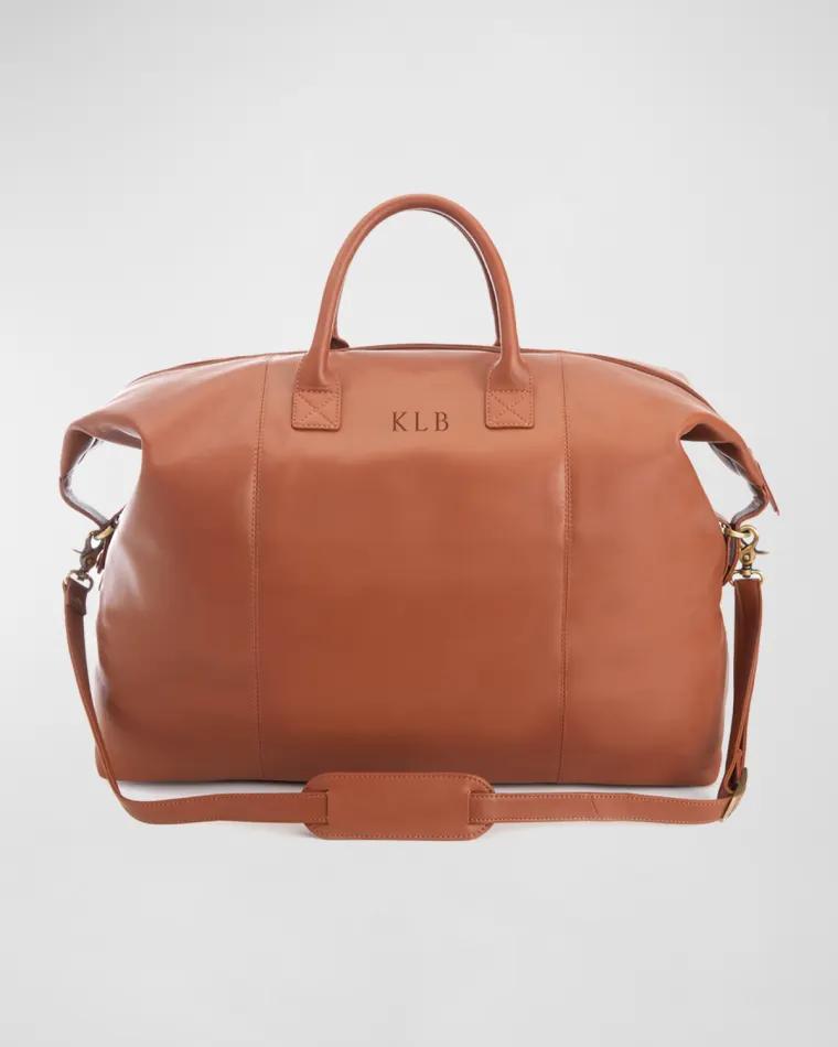 Monogrammed Leather Weekender Duffel Bag by ROYCE NEW YORK