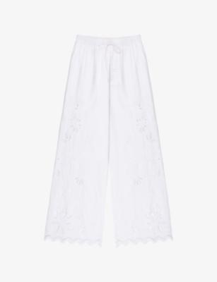 Broderie Wide-Leg Cotton-Blend Trousers by RO&ZO