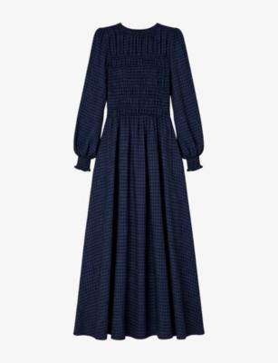 Checked Shirred-Bodice Woven Maxi Dress by RO&ZO