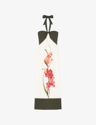 Floral-Motif Halter-Neck Woven Maxi Dress by RO&ZO