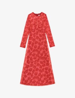 Floral-Print Long-Sleeves Mesh Dress by RO&ZO