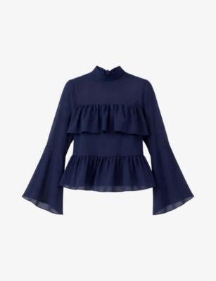 Frill-Trim Long-Sleeve Chiffon Blouse by RO&ZO