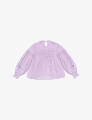 Lace-Insert Long-Sleeve Cotton Blouse by RO&ZO