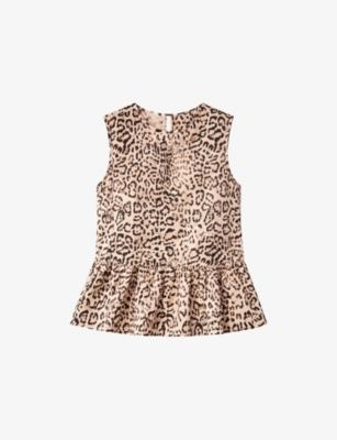 Leopard-Print Peplum-Hem Cotton Top by RO&ZO