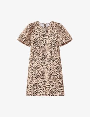 Leopard-Print Puff-Sleeved Cotton Mini Dress by RO&ZO