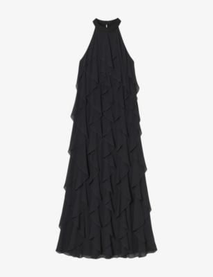 Lulu Frill High-Neck Woven Maxi Dress by RO&ZO