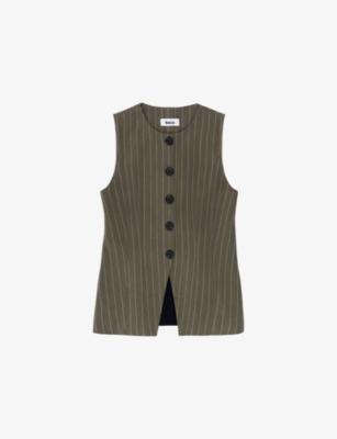 Olive Pinstripe Woven Waistcoat by RO&ZO