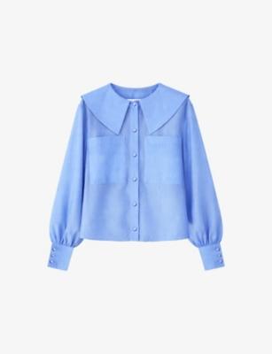 Oversized-Collar Chest-Pocket Lyocell-Blend Blouse by RO&ZO