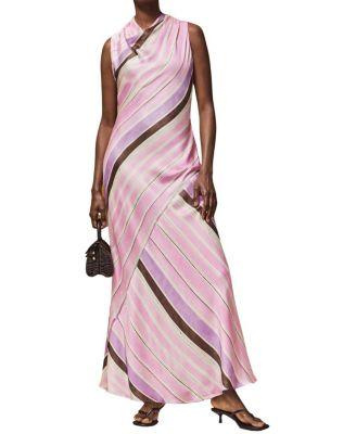 Phoebe Stripe Cowl Neck Satin Dress by RO&ZO