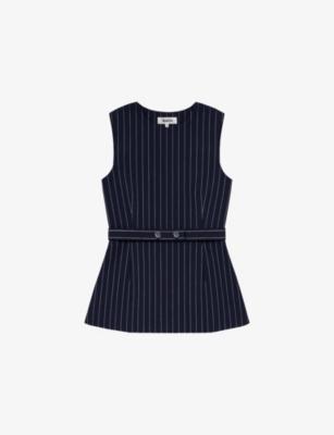 Pinstripe Long-Line Woven Top by RO&ZO