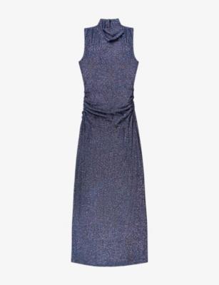 Robyn Sparkle Cowl-Neck Stretch-Woven Midi Dress by RO&ZO
