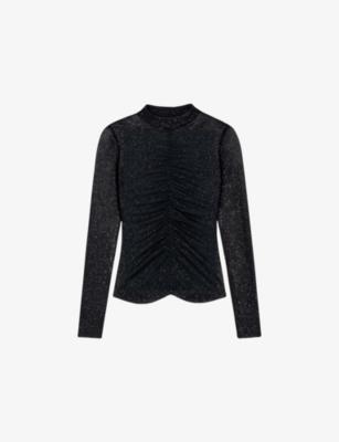 Ruched Long-Sleeved Stretch-Woven Top by RO&ZO