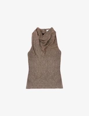Sparkle Cowl-Neck Jersey Top by RO&ZO