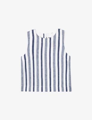 Striped Sleeveless Linen-Cotton Blend Top by RO&ZO