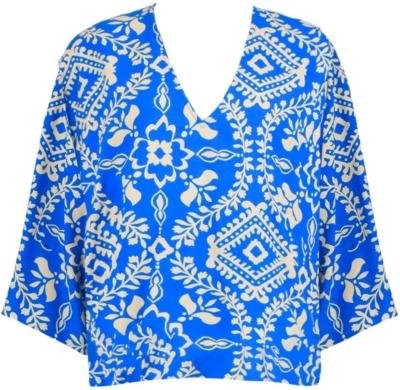Tile-print relaxed-fit woven top by RO&ZO