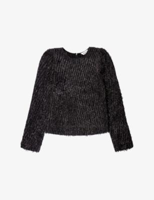 Tinsel-Texture Round-Neck Woven Top by RO&ZO