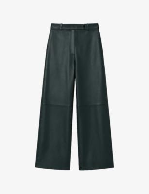 Wide-Leg High-Rise Leather Trousers by RO&ZO
