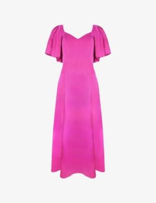 Yasmin Puff-Sleeve Woven Midi Dress by RO&ZO