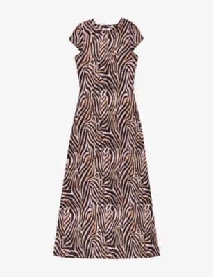 Zebra-Print Cap-Sleeve Jersey Maxi Dress by RO&ZO