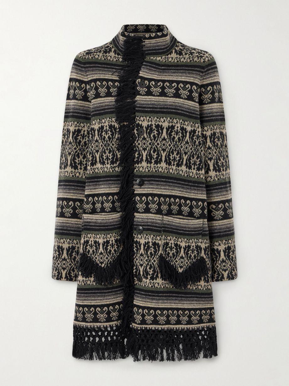 Amelia fringed jacquard-knit wool and cashmere-blend sweater by RRL