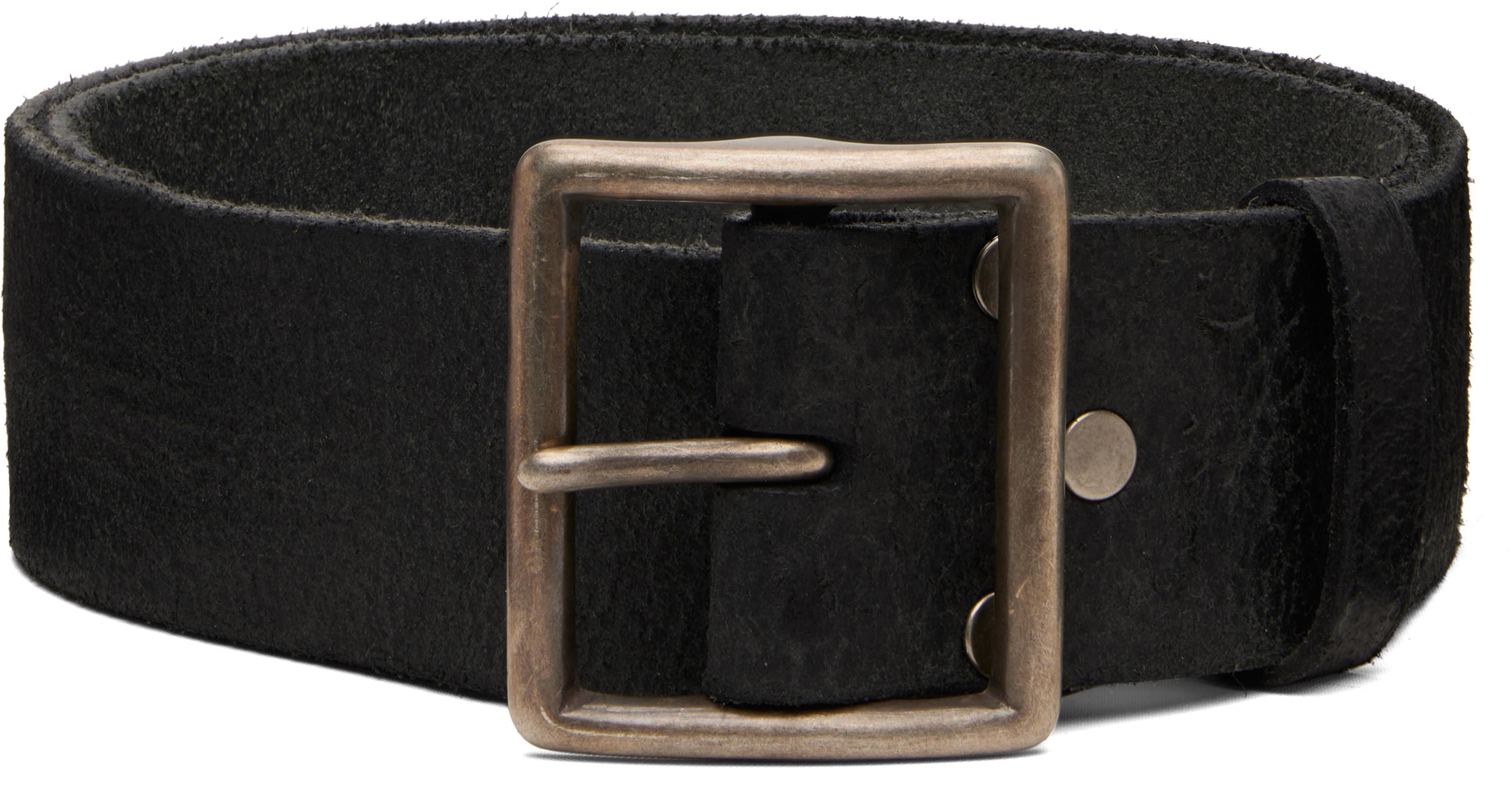 Black Distressed Leather Belt by RRL
