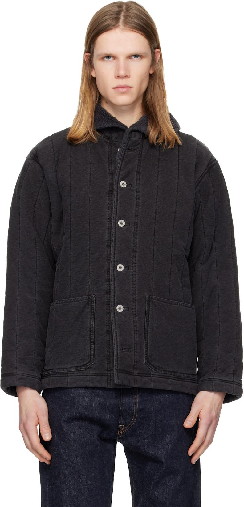 Black Fleece-Collar Quilted Jersey Jacket by RRL Black Fleece-Collar Quilted Jersey Jacket by RRL