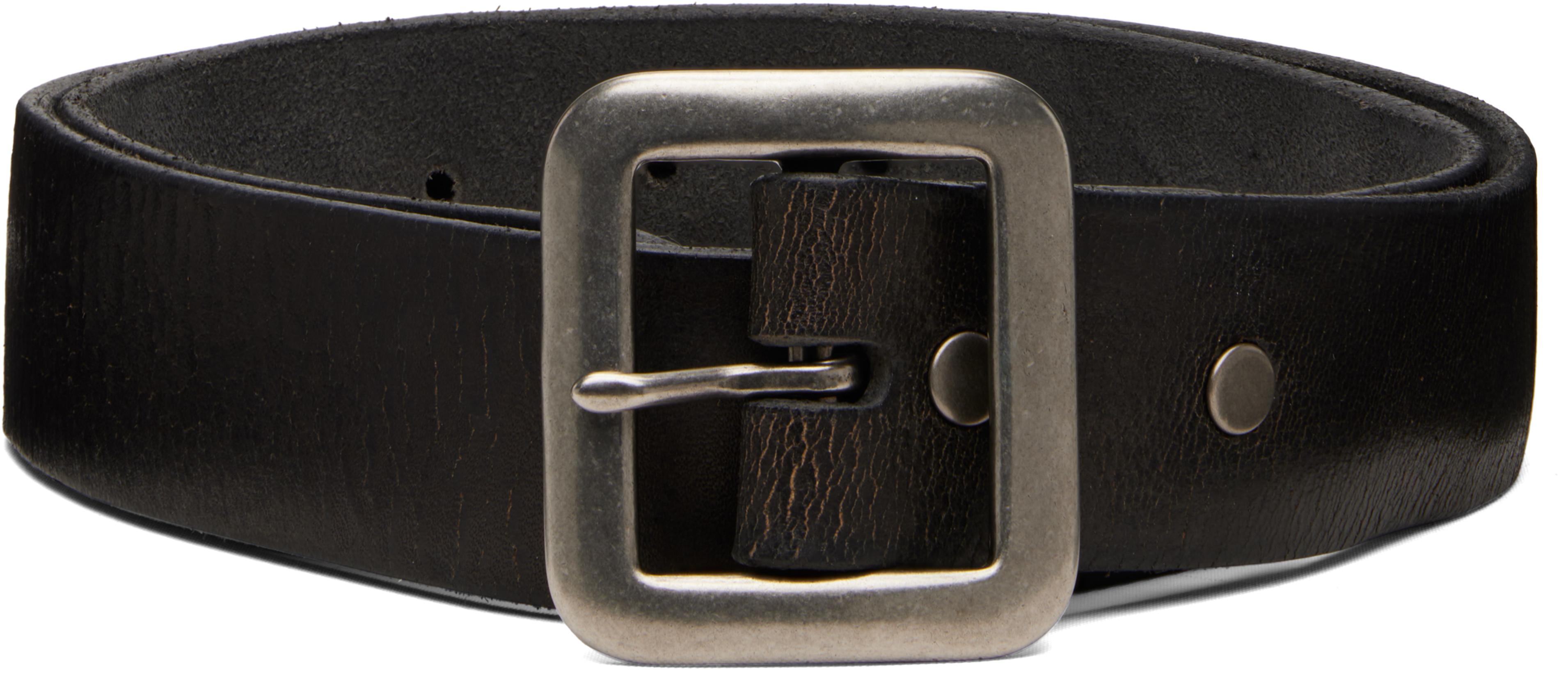 Black Hand-Burnished Leather Belt by RRL