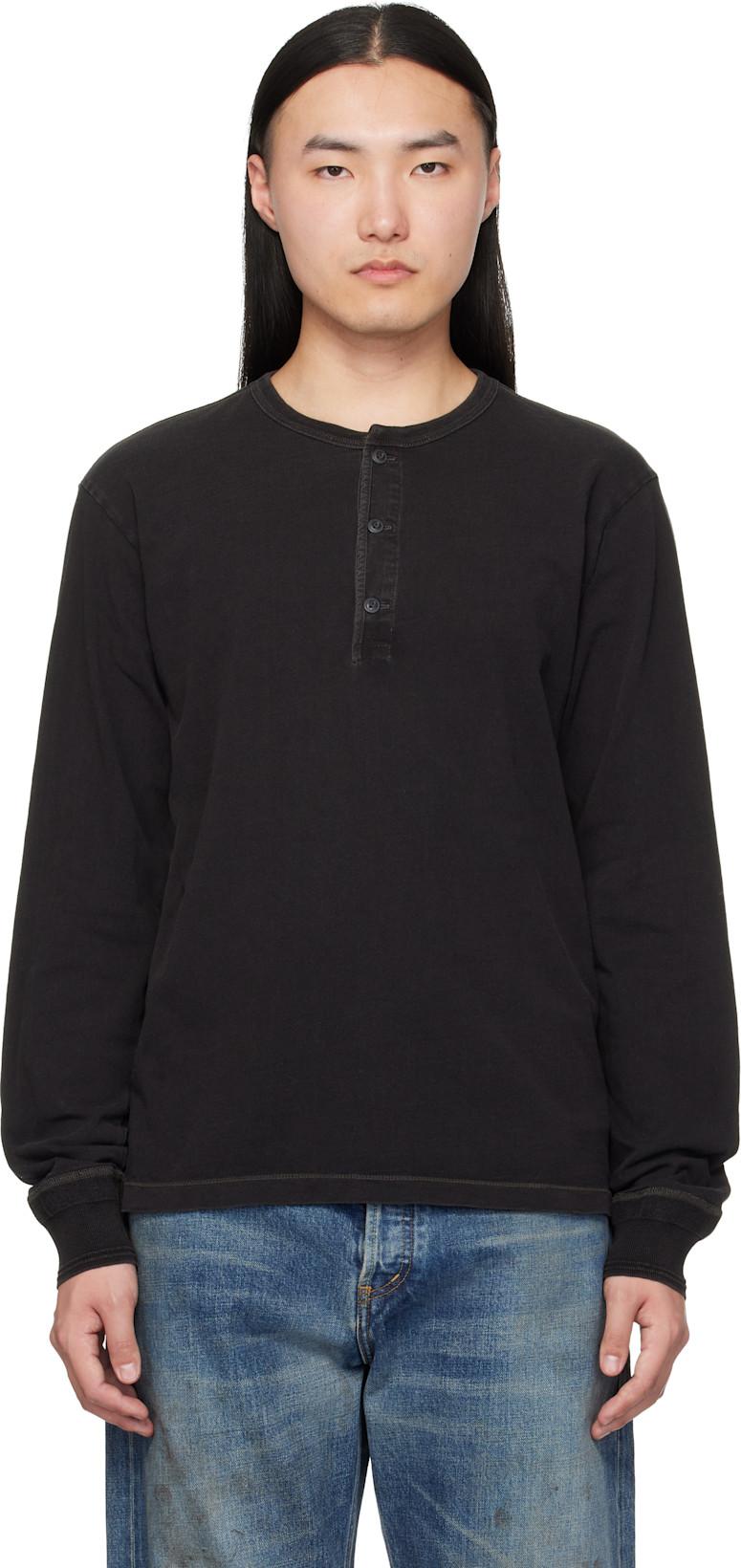 Black Indigo Jersey Henley by RRL