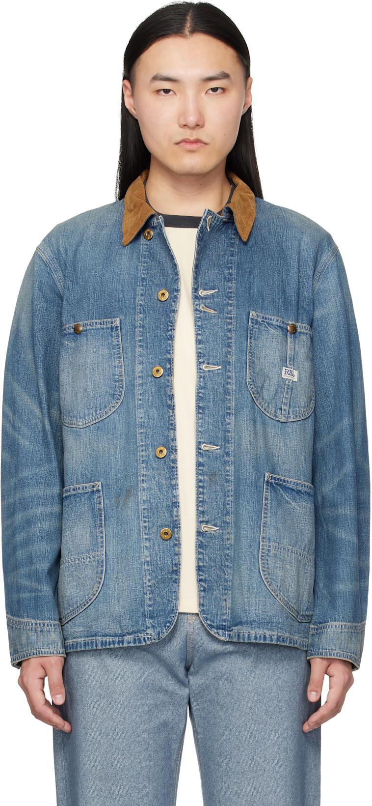 Blue Corduroy-Collar Indigo Denim Jacket by RRL