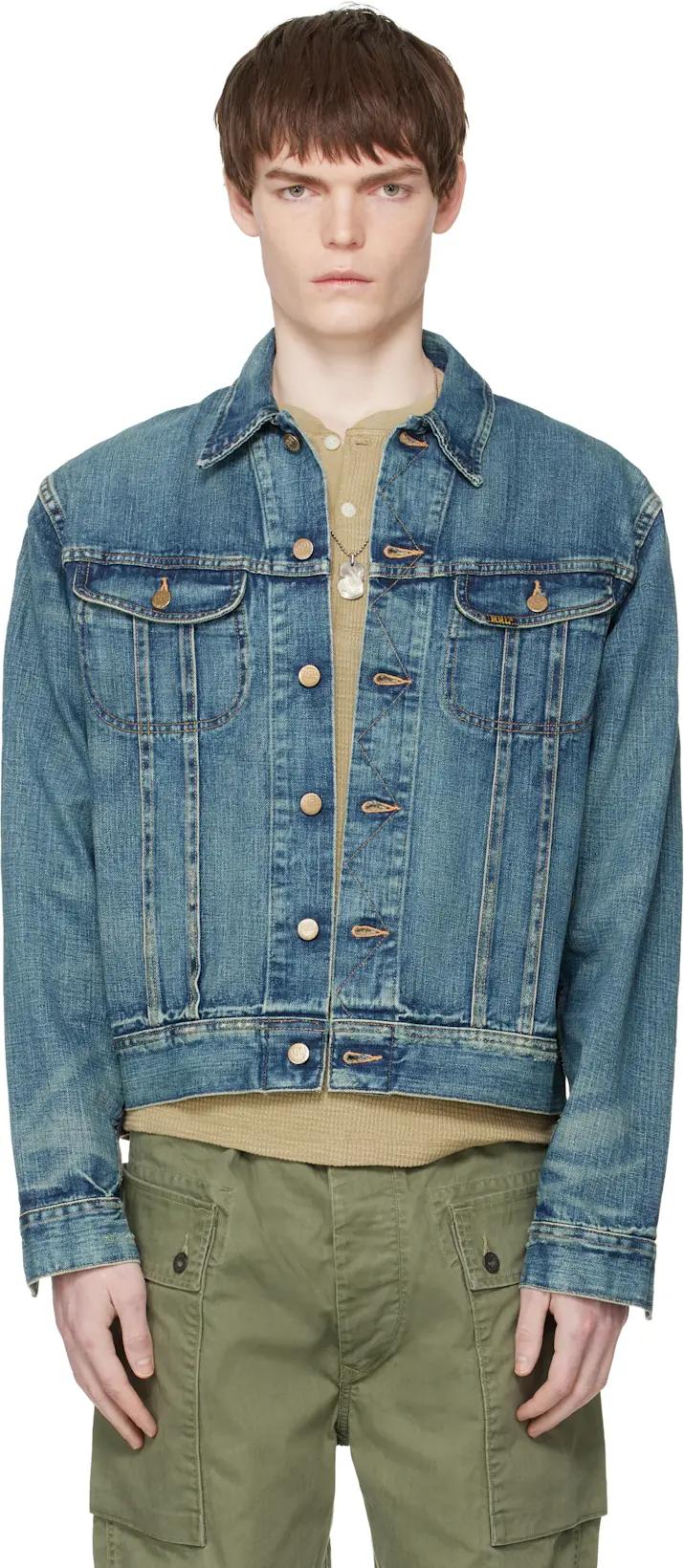 Blue Leeland Denim Trucker Jacket by RRL