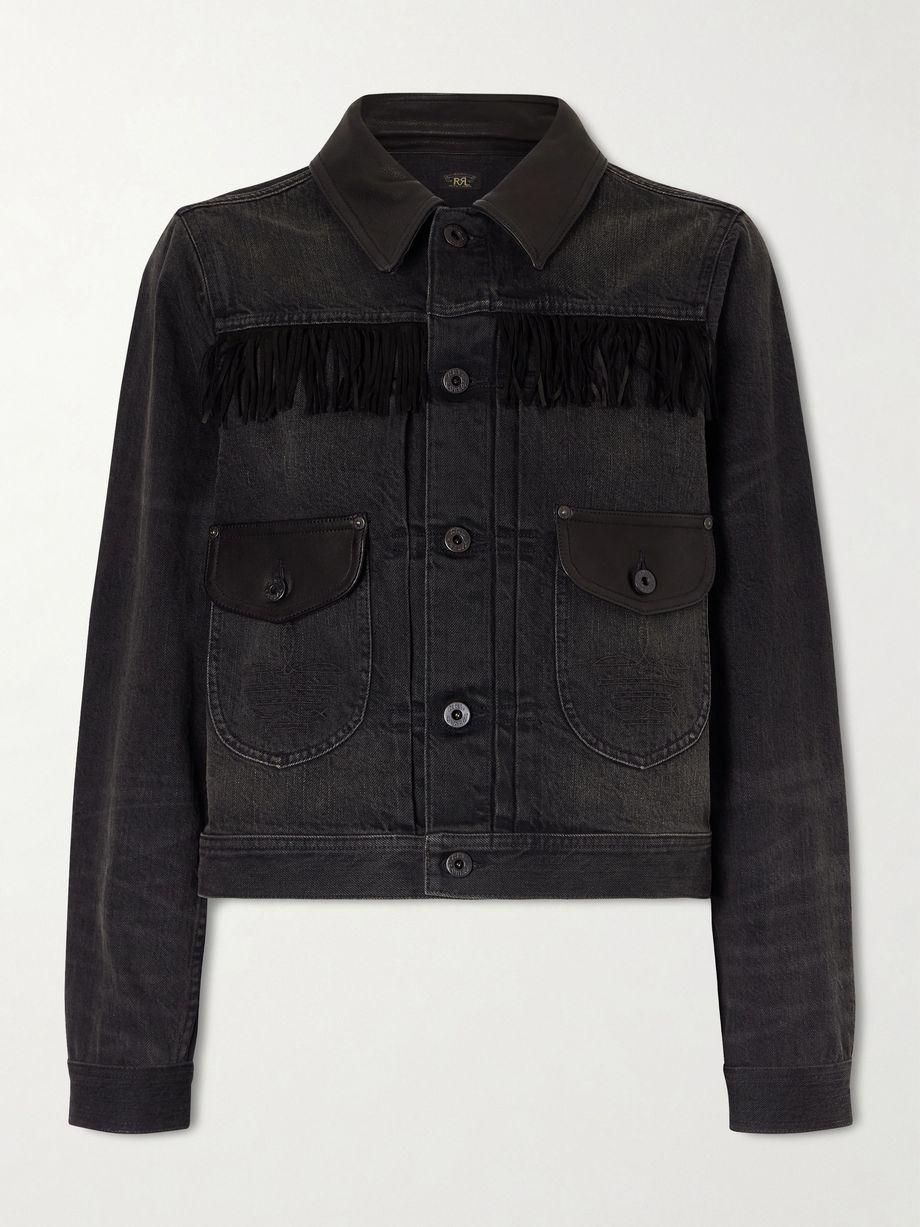 Emerson cropped leather-trimmed denim jacket by RRL