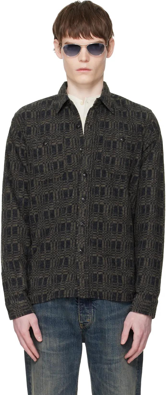 Gray Jacquard-Knit Wool-Blend Work Shirt by RRL