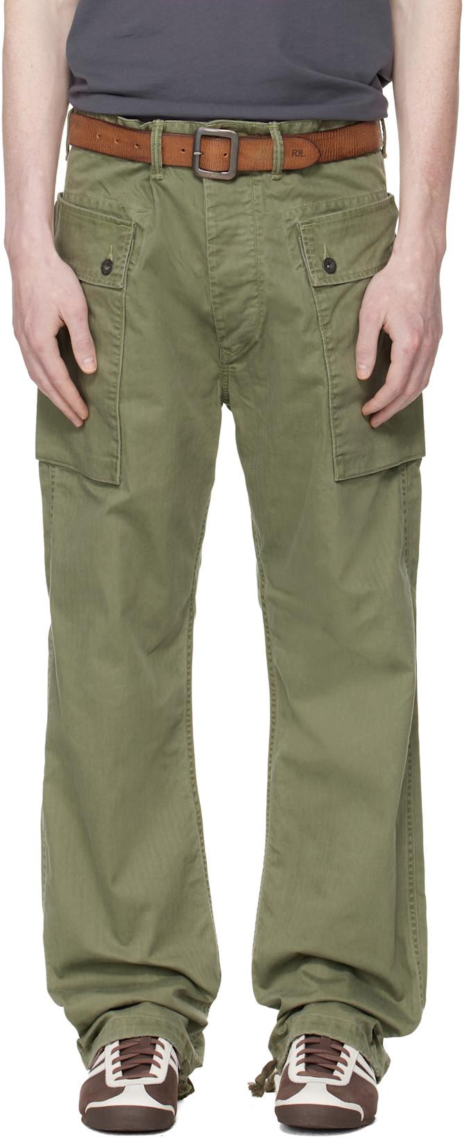 Green Herringbone Field Cargo Pants by RRL