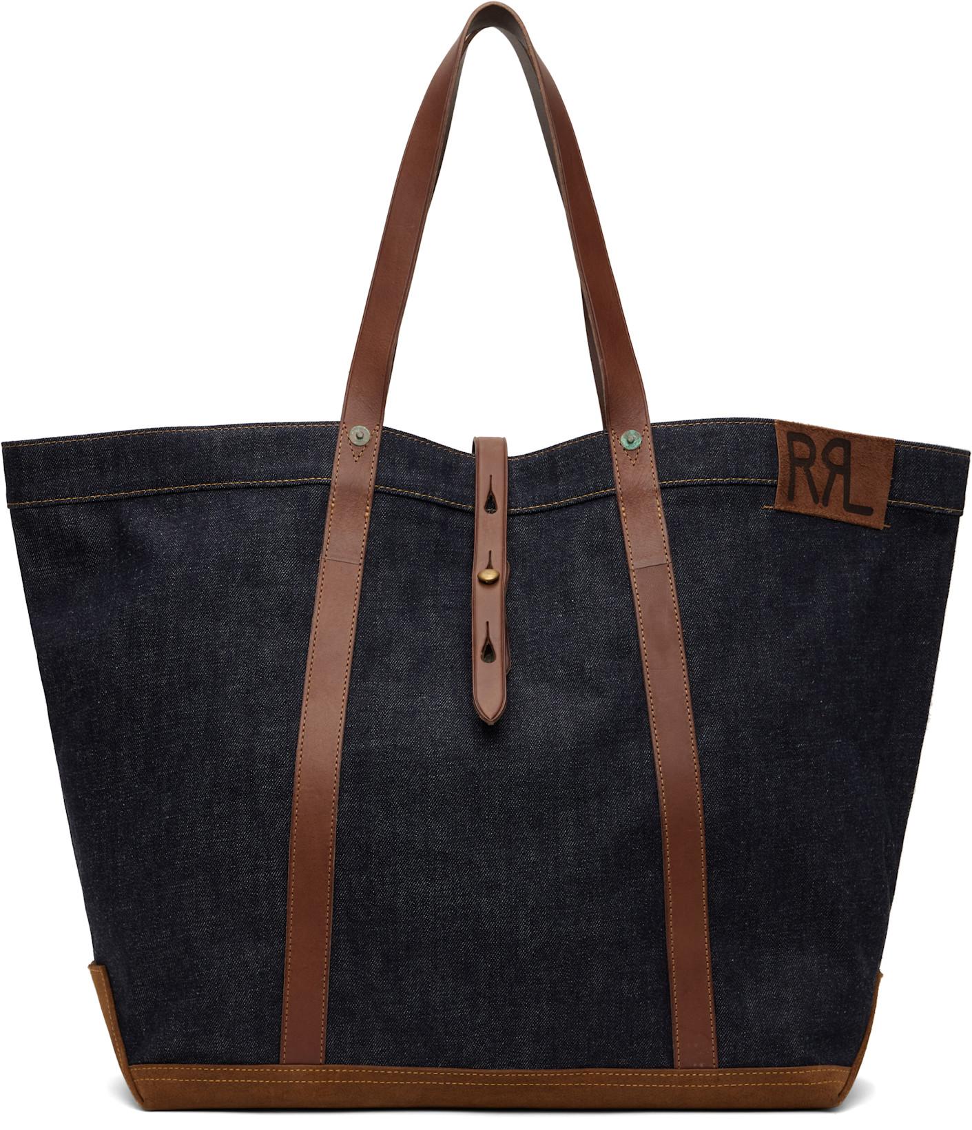 Indigo Leather-Trim Denim Tote by RRL
