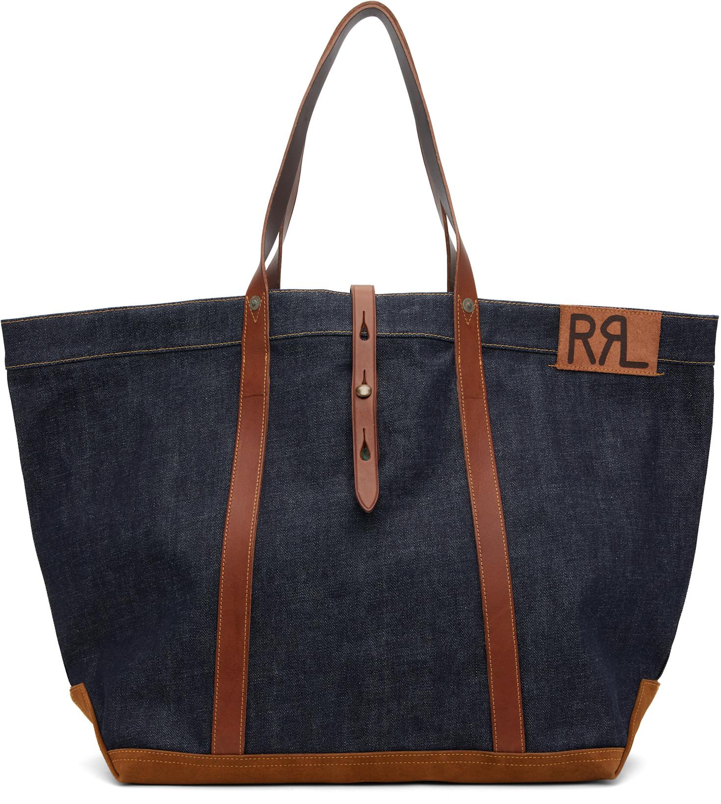 Indigo Leather-Trim Denim Tote by RRL