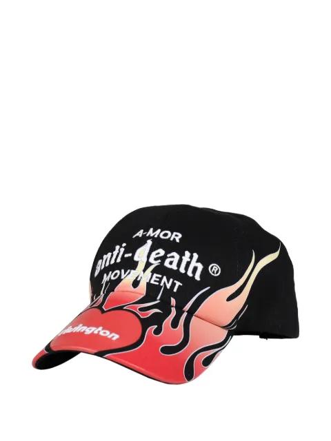 flame-print embroidered cap by RRR123